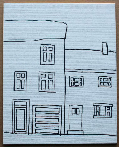 Quick sketch of two St. John's houses on canvas