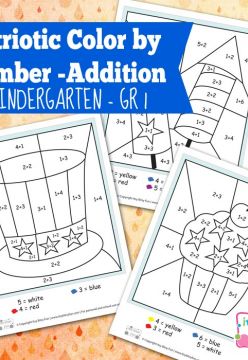 FREEBIE: 4th of July Color By Number Addition Kindergarten Worksheets