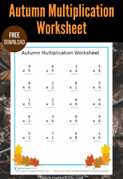 FREEBIE: Autumn Multiplication Worksheet