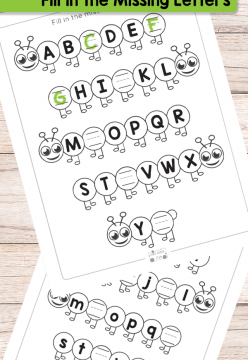 Caterpillar Fill in the Missing Letters (Alphabet Worksheets)