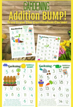 Free Printable Game: Gardening Addition BUMP!