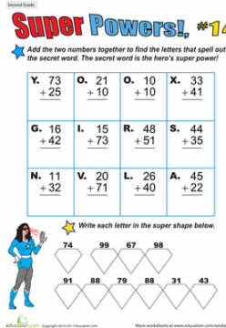 Super Powers! Two-Digit Addition (Free Worksheet)