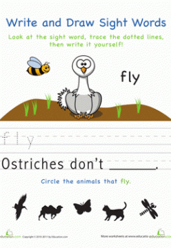 Write and Draw Sight Words: Fly (Free Printable)