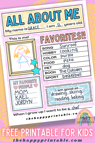 All About Me Printable
