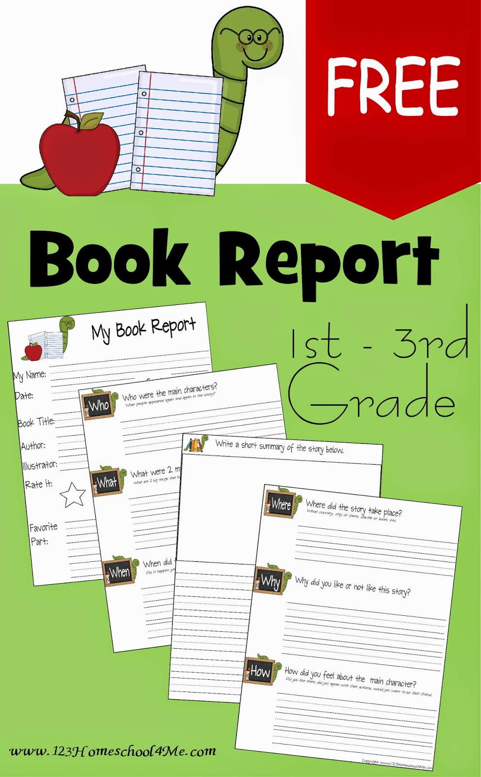 FREE Book Report Template - Educational Freebies Within Book Report Template 2nd Grade