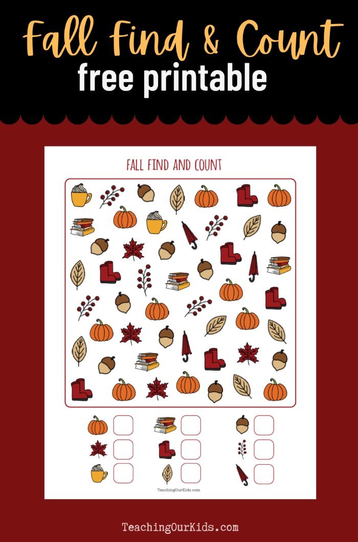 Fall Find and Count Printable for Kindergarten