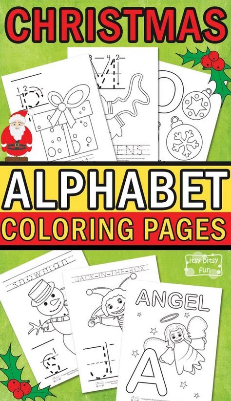 Christmas Alphabet Coloring Pages
