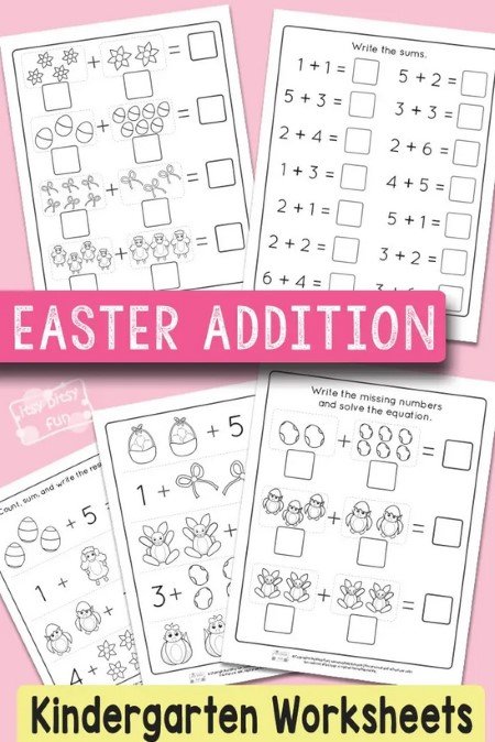 Free Printable Easter Addition Kindergarten Worksheets