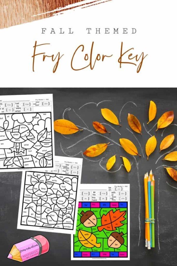 Fall Themed Fry Color Key Printables
