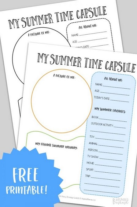 Free Summer Time Capsule Printable for First Day of School