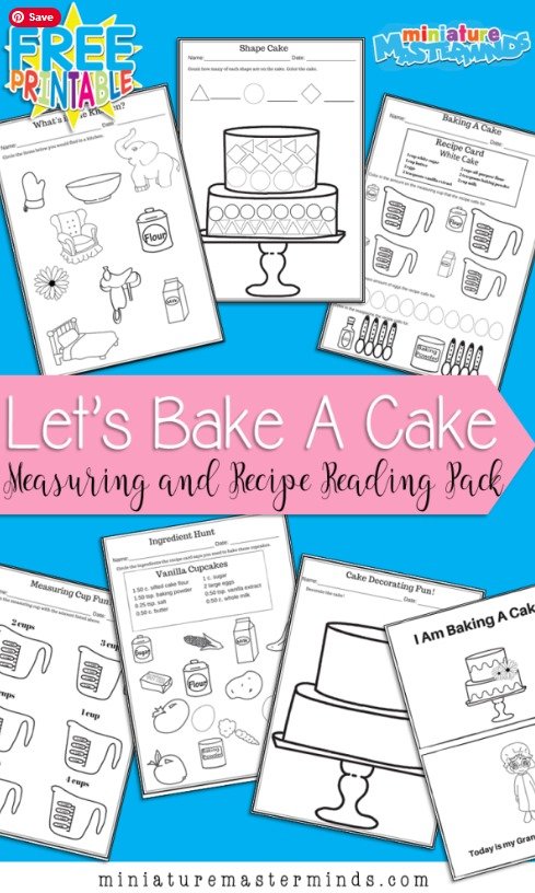 Let's Bake a Cake Measuring and Recipe Reading Printables