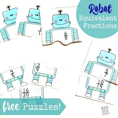 Free Adorable Equivalent Fractions Roboto Puzzles
