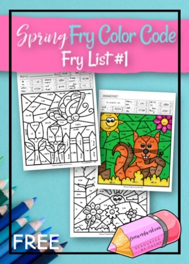 Spring Fry Word Color Code Pages from Free Word Work