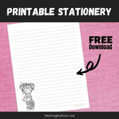 Free spring girl printable stationery