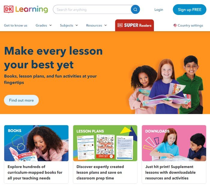 DK Learning website screenshot