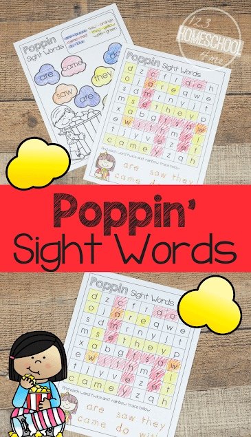 sight words worksheets from 123 Homeschol 4 Me
