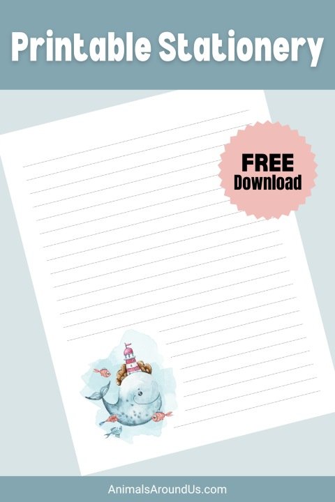 Lighthouse Whale Printable Stationery