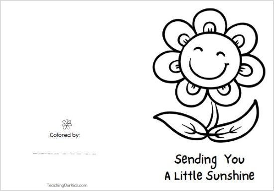 Sunflower Coloring Card for Kids