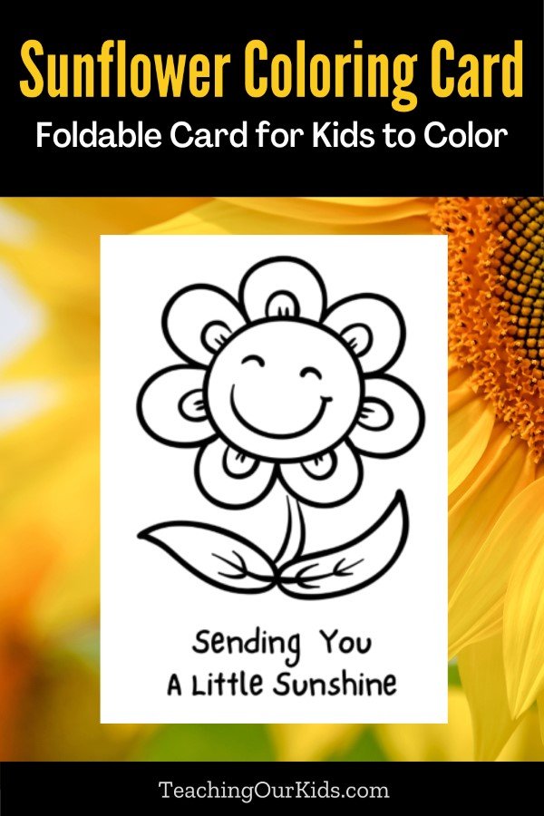 Printable Sunflower Coloring Card for Kids